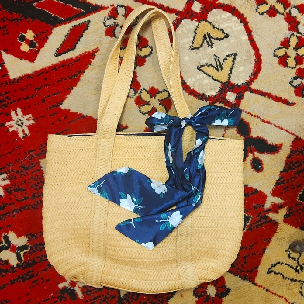 Draper James straw tote with scarf